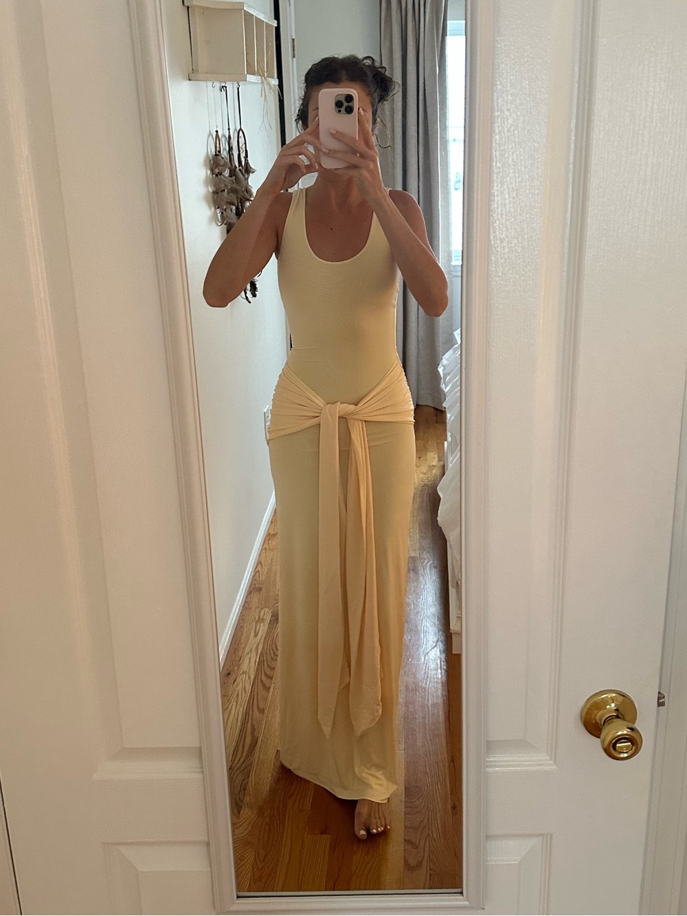 Butter Yelkow Dress with Waist Tie